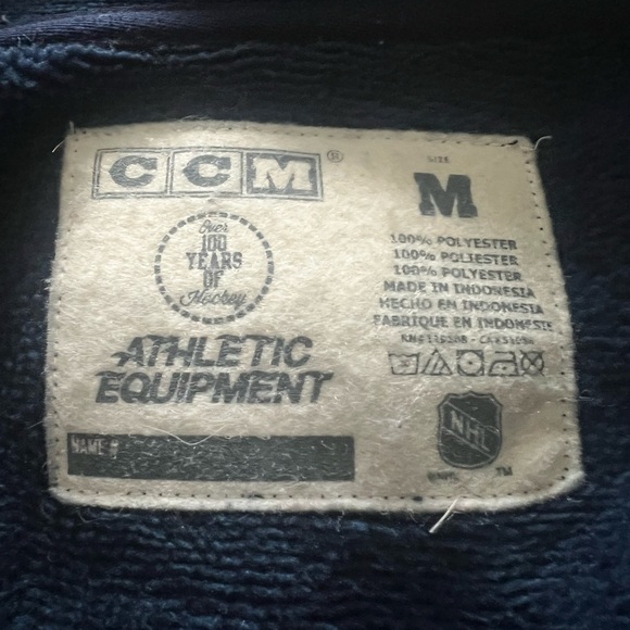 CCM Blue and White Varsity Bomber Jacket - Picture 6 of 6